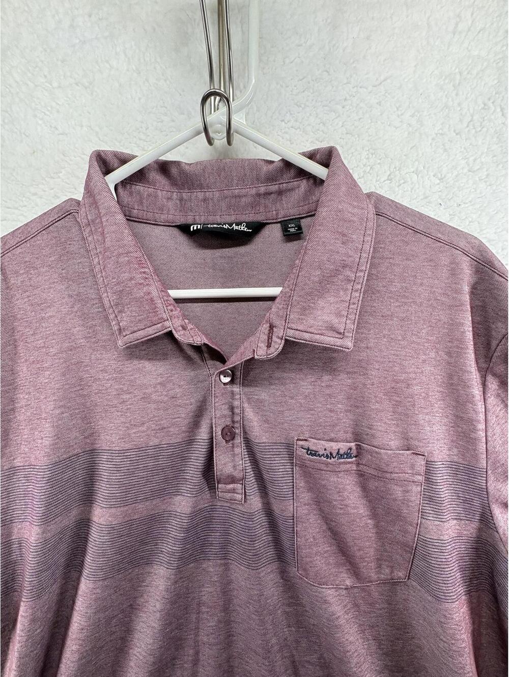 Travis Mathew Polo Shirt Mens XXL 2XL Burgundy Pima Cotton Stretch Pocket